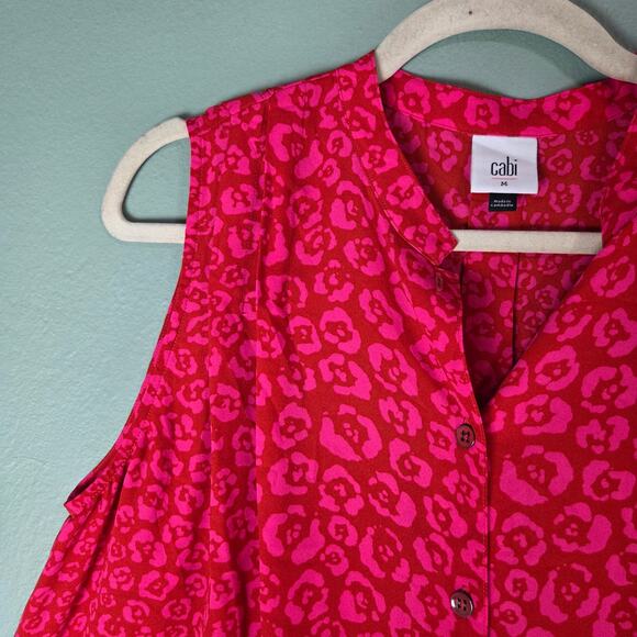 Cabi Womens Red Pink Kiss Top Sleeveless Button Down Size Medium - Picture 4 of 6